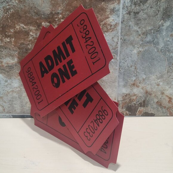 Admit One Red Stacked Tickets Metal 3D Layered Wall Art Sign Theater Movie Decor - Picture 11 of 13